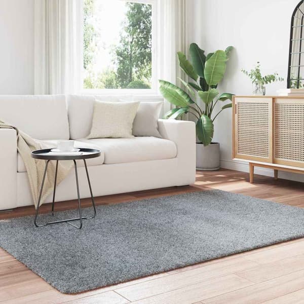 Ryamatta med lång lugg NAVARRA ljusgrå 130x200 cm polyester