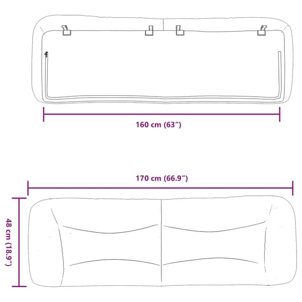 Headboard Cushion "Hvar" Light Grey 160 cm Fabric
