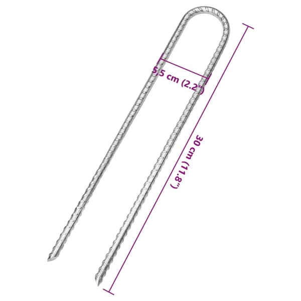 Tältpinnar 12 st U-formade 30 cm Ø7 mm galvaniserat stål