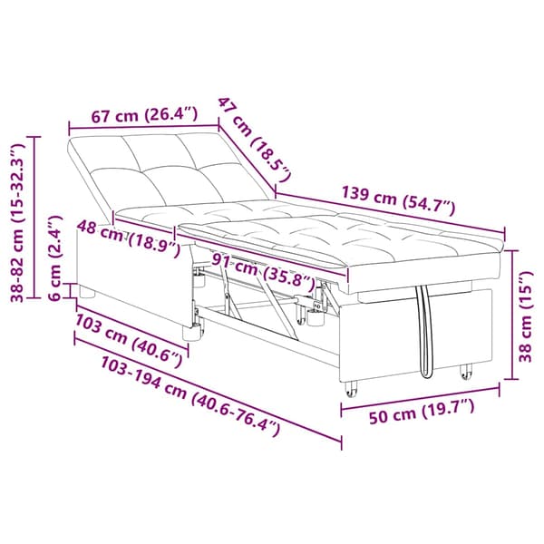 Pull Out Sofa Bed Taupe 194 x 50 x 82 cm tyg