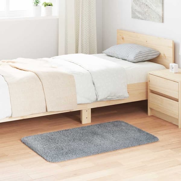 Ryamatta med lång lugg NAVARRA ljusgrå 60x100 cm polyester