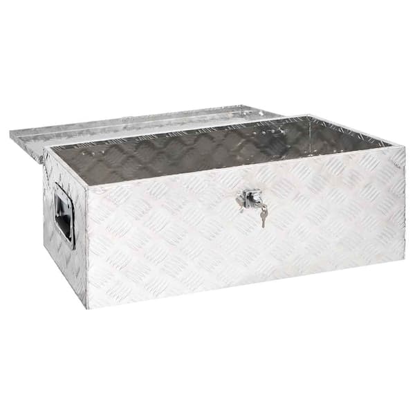 Förvaringslåda silver 90x47x33,5 cm aluminium