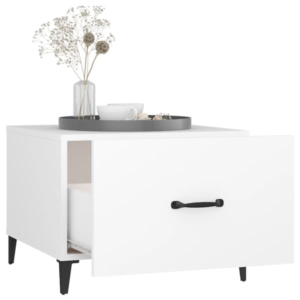 Soffbord med metallben vit 50x50x40 cm