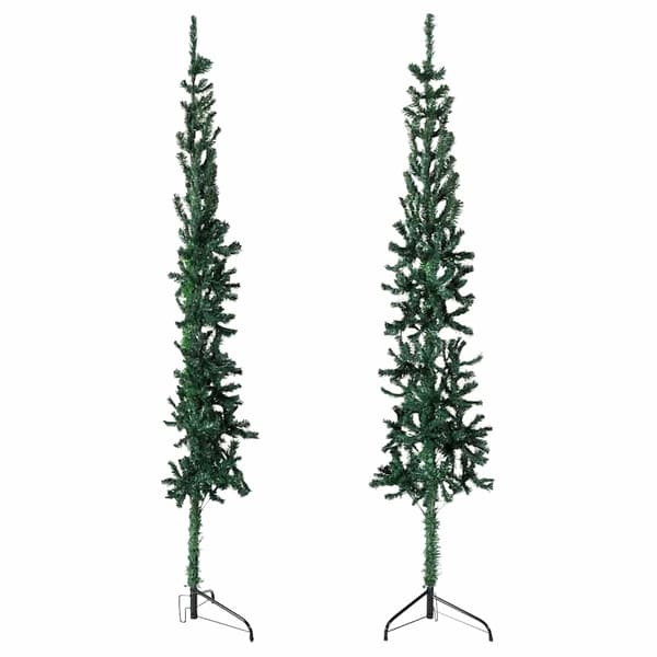 Smal halv plastgran med stativ grön 120 cm