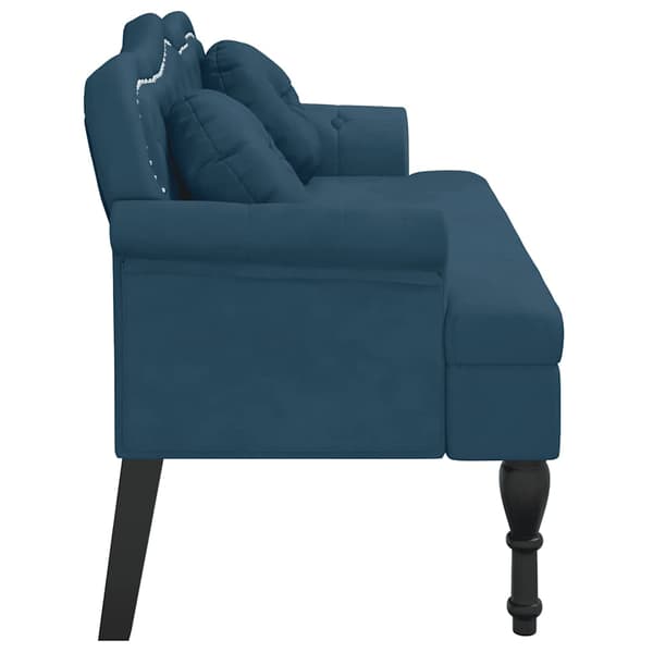 Bänk med kuddar blå 120,5x65x75 cm sammet