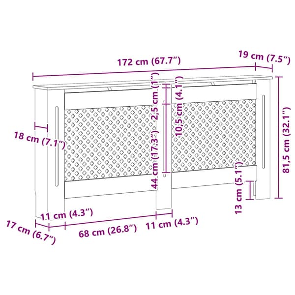 Elementskydd antracit 172x19x81,5 cm MDF
