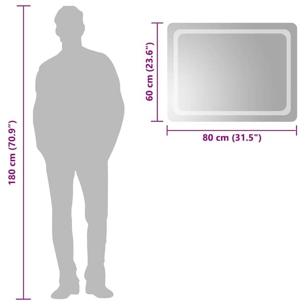 Badrumsspegel LED 80x60 cm