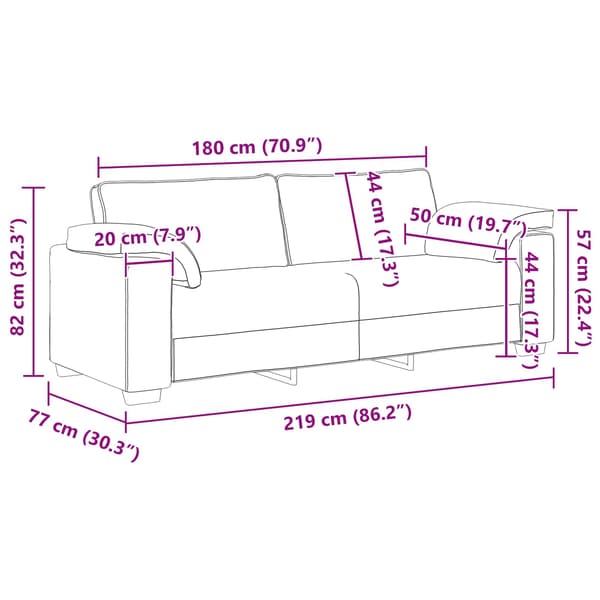 3-Sits soffa Mörkgrå 220 cm tyg