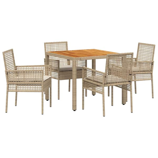 Trädgårdsmöbelset 5 pcs Beige konstrotting