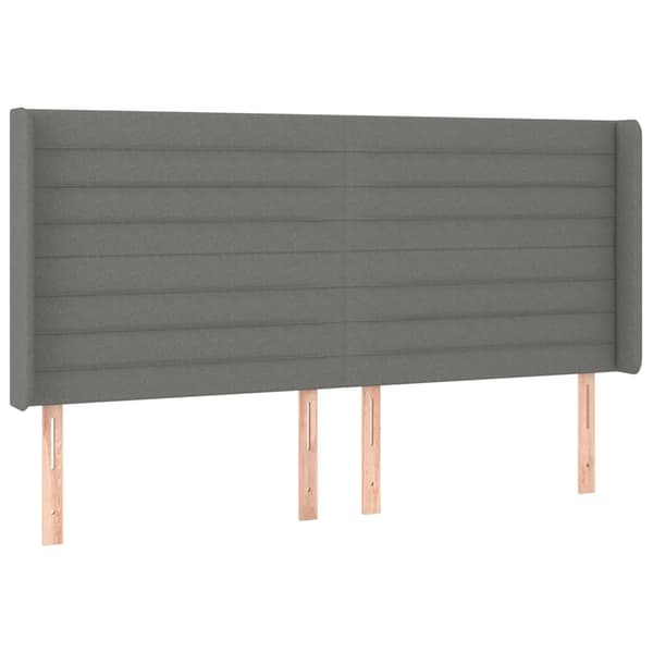 Sänggavel LED mörkgrå 203x16x118/128 cm tyg
