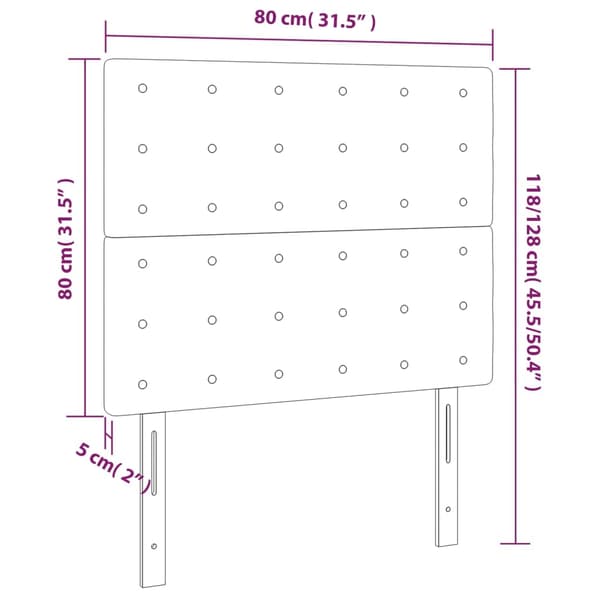 Sänggavel LED rosa 80x5x118/128 cm sammet