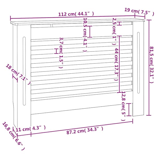 Elementskydd 2 st vit 112x19x81,5 cm MDF