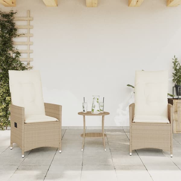 Bistrogrupp med dynor 3 delar beige konstrotting
