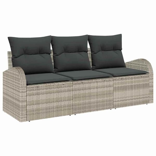 Trädgårdsoffset med lagring 3 pcs Ljusgrå Poly rattan