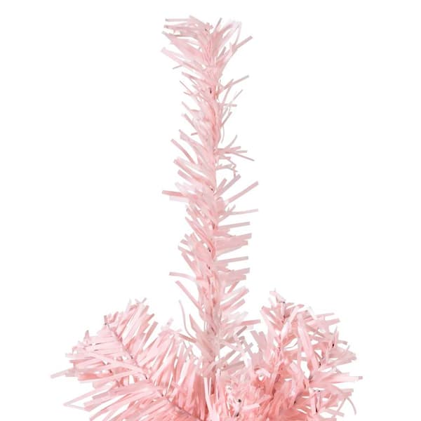 Smal halv plastgran med stativ rosa 210 cm