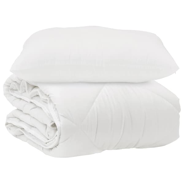 Duntäcke med kudde 2 pcs Vit Mikrofiber