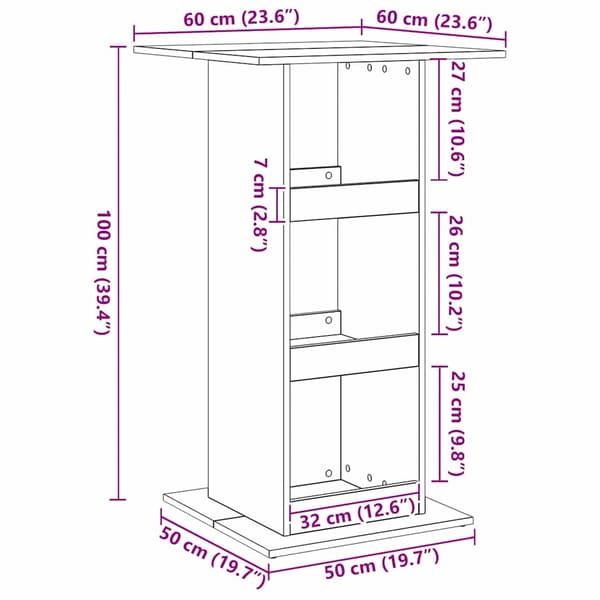 Barbord 60 x 60 x 100 cm Konstruerat trä Svart Ek Rektangulär