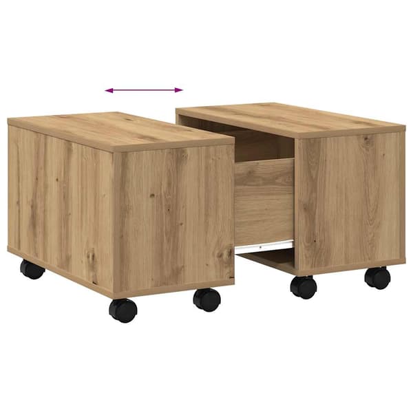 Soffbord artisan ek 60x60x38 cm konstruerat trä