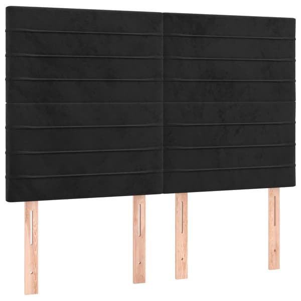 Sänggavel LED svart 144x5x118/128 cm sammet