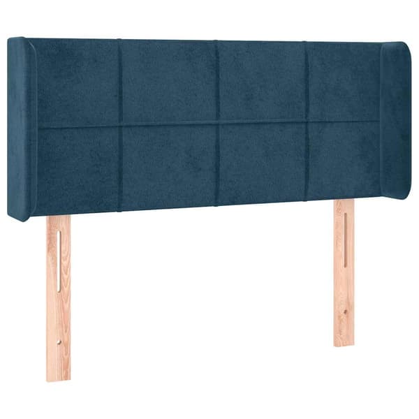 Sänggavel LED mörkblå 83x16x78/88 cm sammet