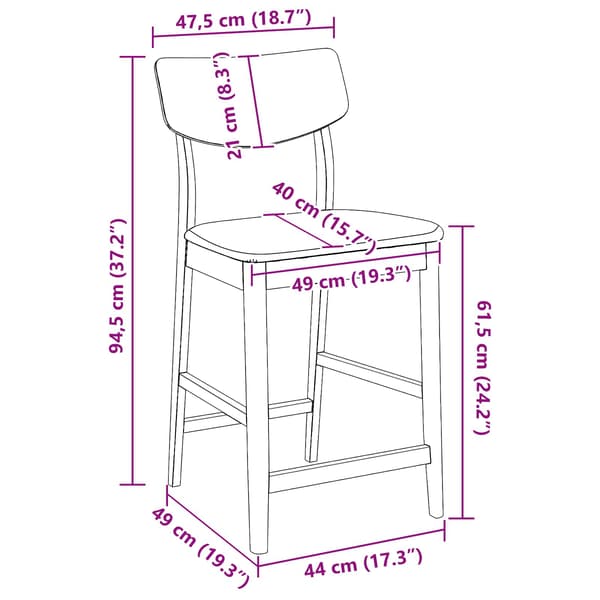Matstolar 2 pcs Vit 48 x 49 x 95 cm Massiv Gummiträ