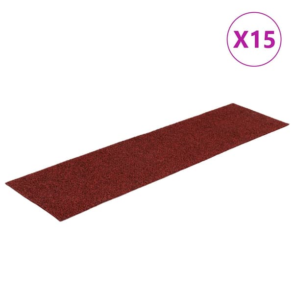 Trappmattor självhäftande 15 st 76x20 cm bordeauxröd rektangulär