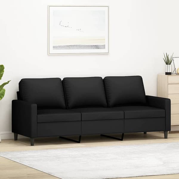 3-sitssoffa svart 180 cm sammet