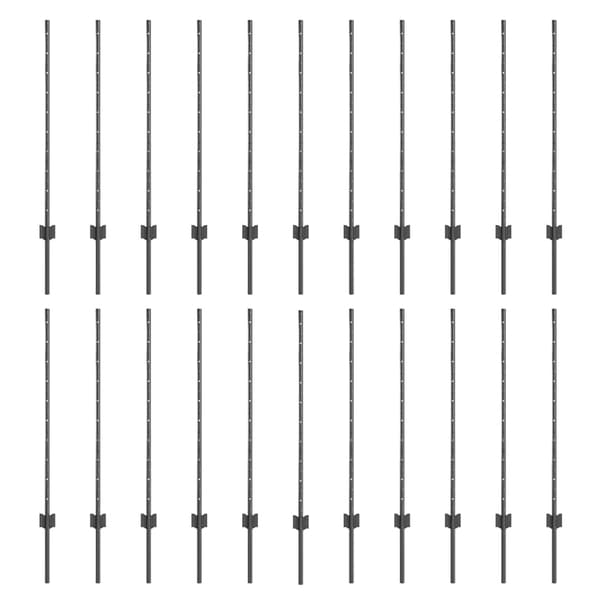 Inbäddad staketpost 22 pcs Grå 140 cm Pulverlackerat stål