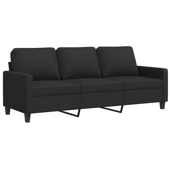 3-sitssoffa svart 180 cm tyg