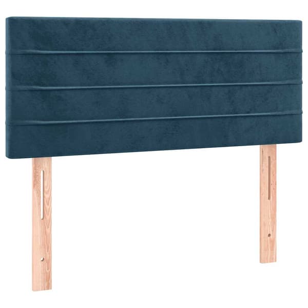 Ramsäng med madrass mörkblå 90x200 cm sammet