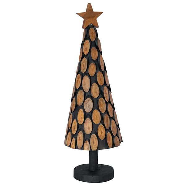 Julgran med stativ Brun 90 cm Massivt teakträ