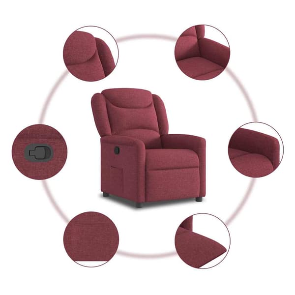 Reclinerfåtölj vinröd tyg
