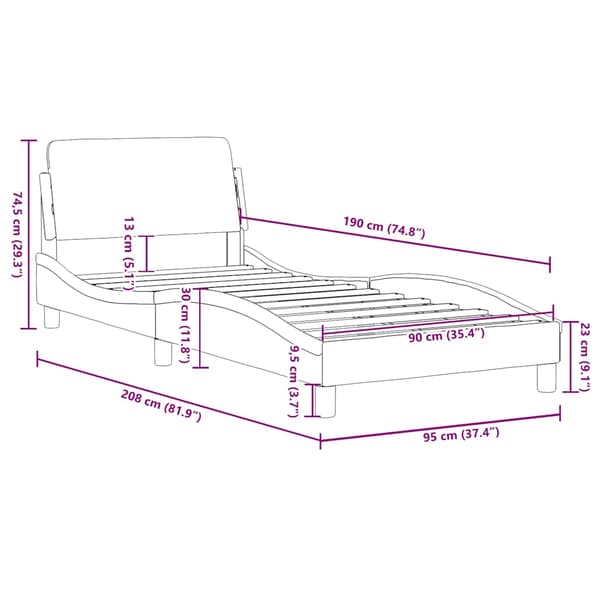 Bed Frame "Dover" White 90x190 cm Faux Leather