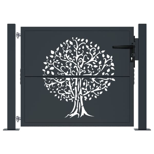 Trädgårdsgrind antracit 100x75 cm stålträddesign