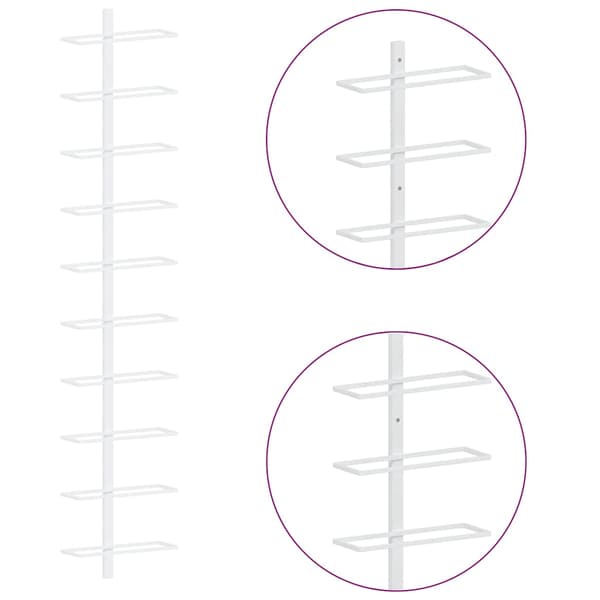 Väggmonterat vinställ för 10 flaskor 2 st vit metall