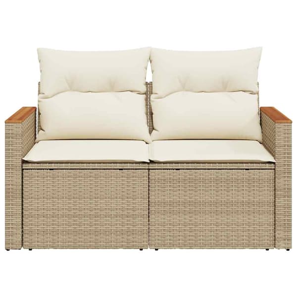 Trädgårdssoffa 2-sits med dynor konstrotting beige