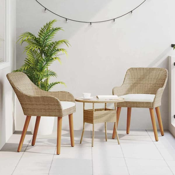 Trädgård Stol 2 st Beige konstrotting