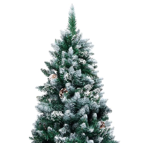 Plastgran med kottar och vit snö 210 cm