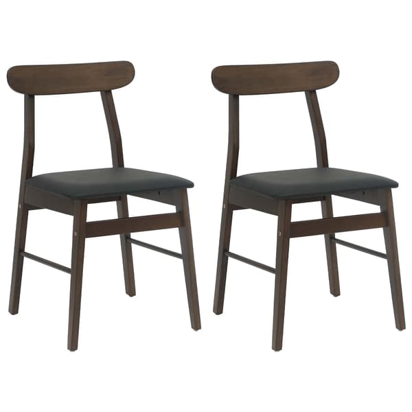 Matstol 2 pcs Mörkbrun och svart Massiv Gummiträ