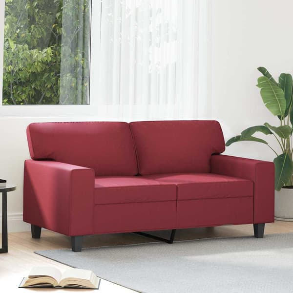 2-sitssoffa vinröd 120 cm fuskläder