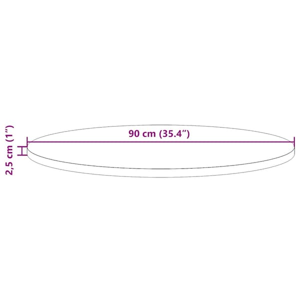 Bordsskiva vit Ø90x2,5 cm massiv furu