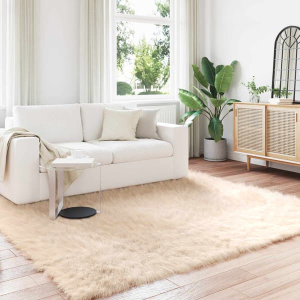 Fuskfäll matta TAFALLA Beige 200 x 200 cm Polyester