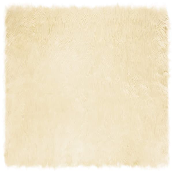 Fuskfäll matta TAFALLA Gräddvit 120 x 120 cm Polyester