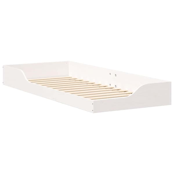 Sängram Vit 90 x 220 cm Massiv furu