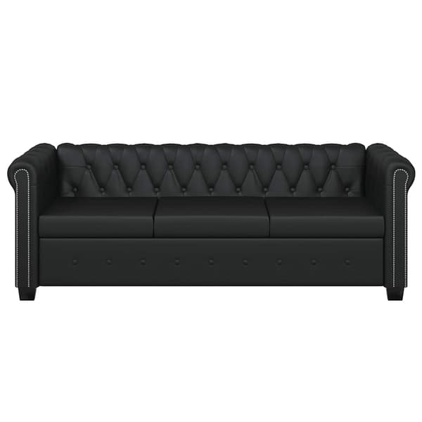 Chesterfield 3-sits konstläder svart