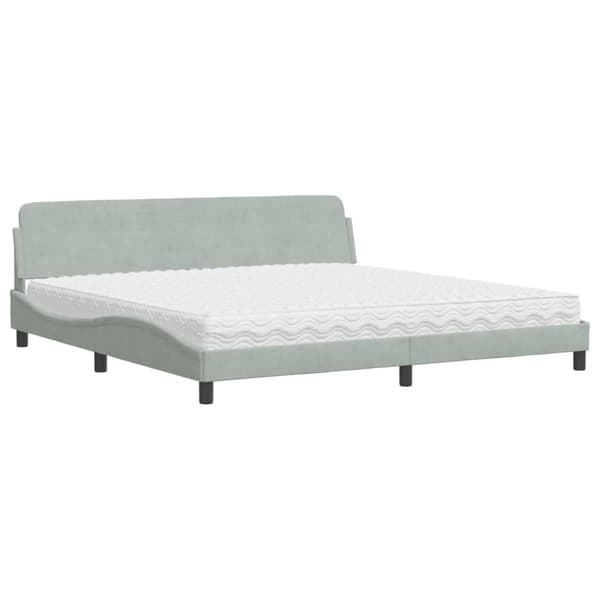 Bed with Mattress "Dover" Light Grey 200x200 cm Velvet