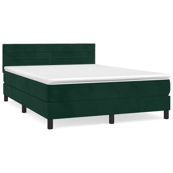 Ramsäng med madrass mörkgrön 140x190 cm sammet