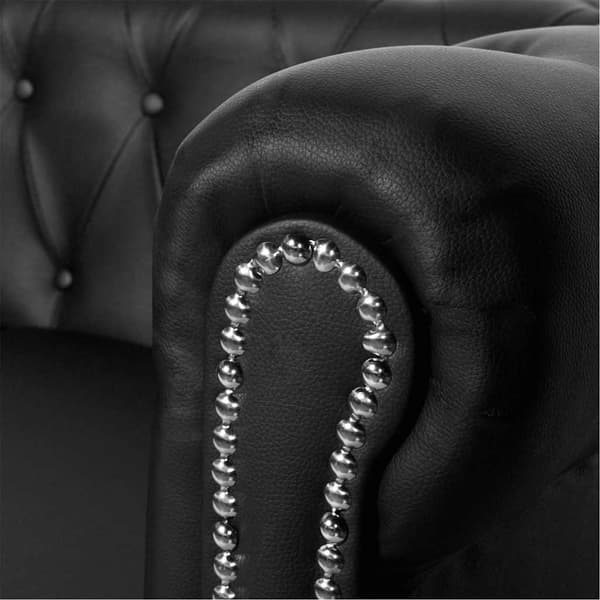 Chesterfield 2-sits konstläder svart