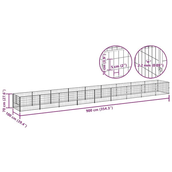 Hundgård svart 9 m² stål