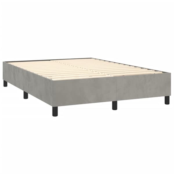 Ramsäng med madrass ljusgrå 140x200 cm sammet